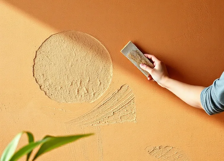 Application d'un enduit décoratif à la lisseuse sur un mur